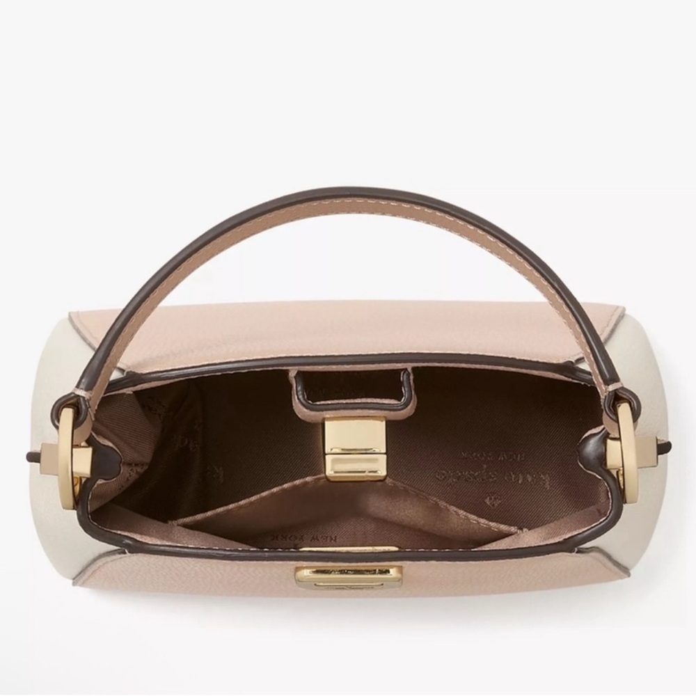 Kate Spade Pink and White Handbag with Gold Accents - Picture 6 of 7